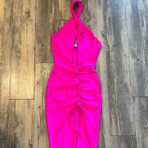 NWOT Fashion Nova sexy hot pink halter mini dress